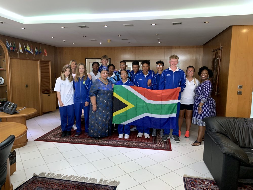 Team with the South African flag